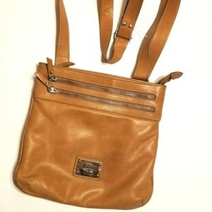 Valentina Italy Tan Leather Crossbody Bag